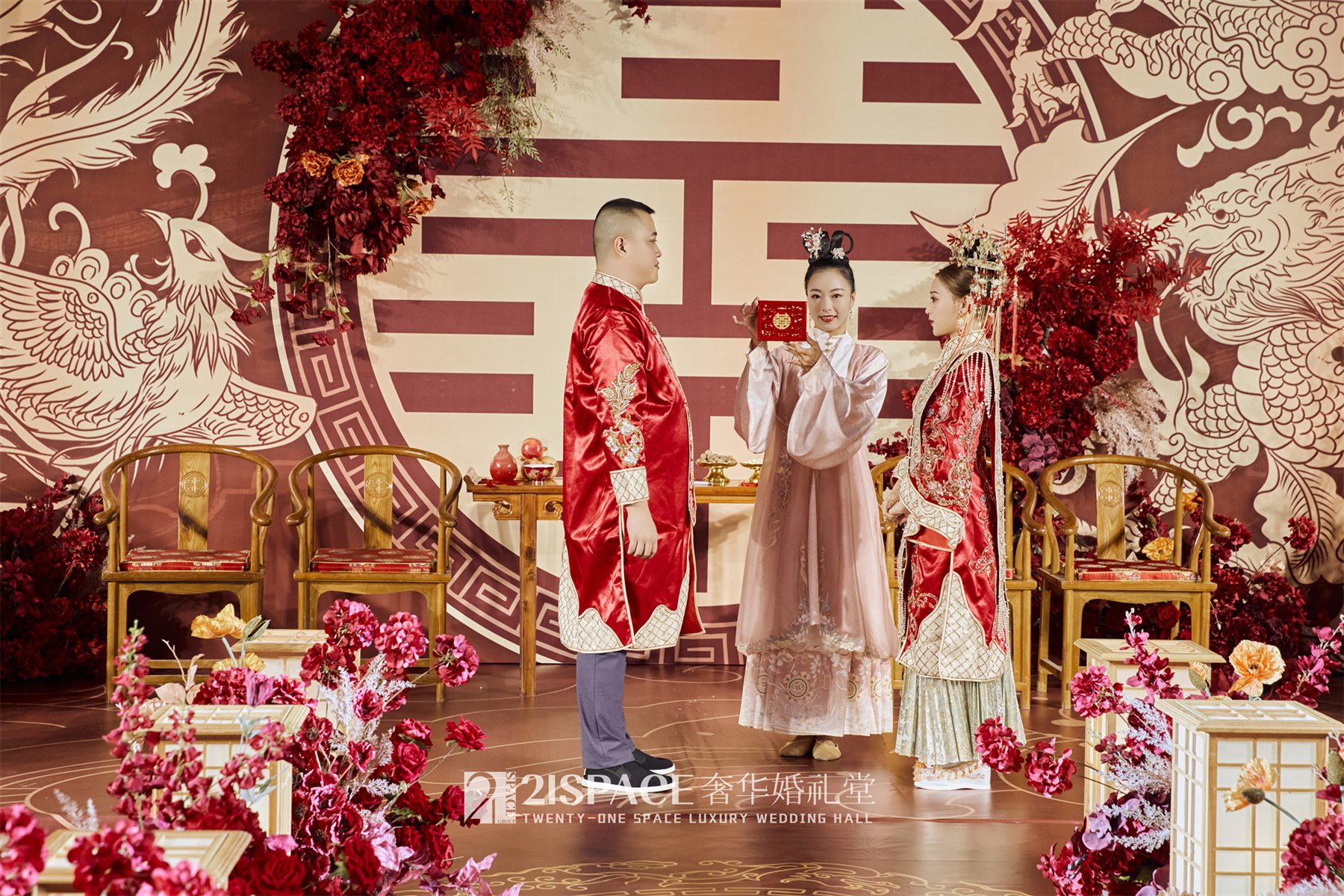 21SPACE中式婚礼红金花艺与礼序设计